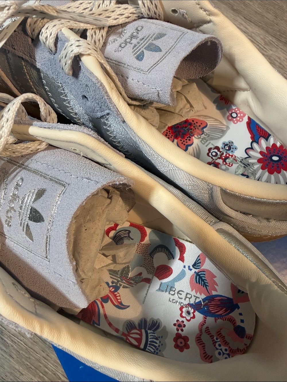 adidas Sambae x Liberty London Light Gray Suede and Cream Lace Sneakers - Picture 5 of 5